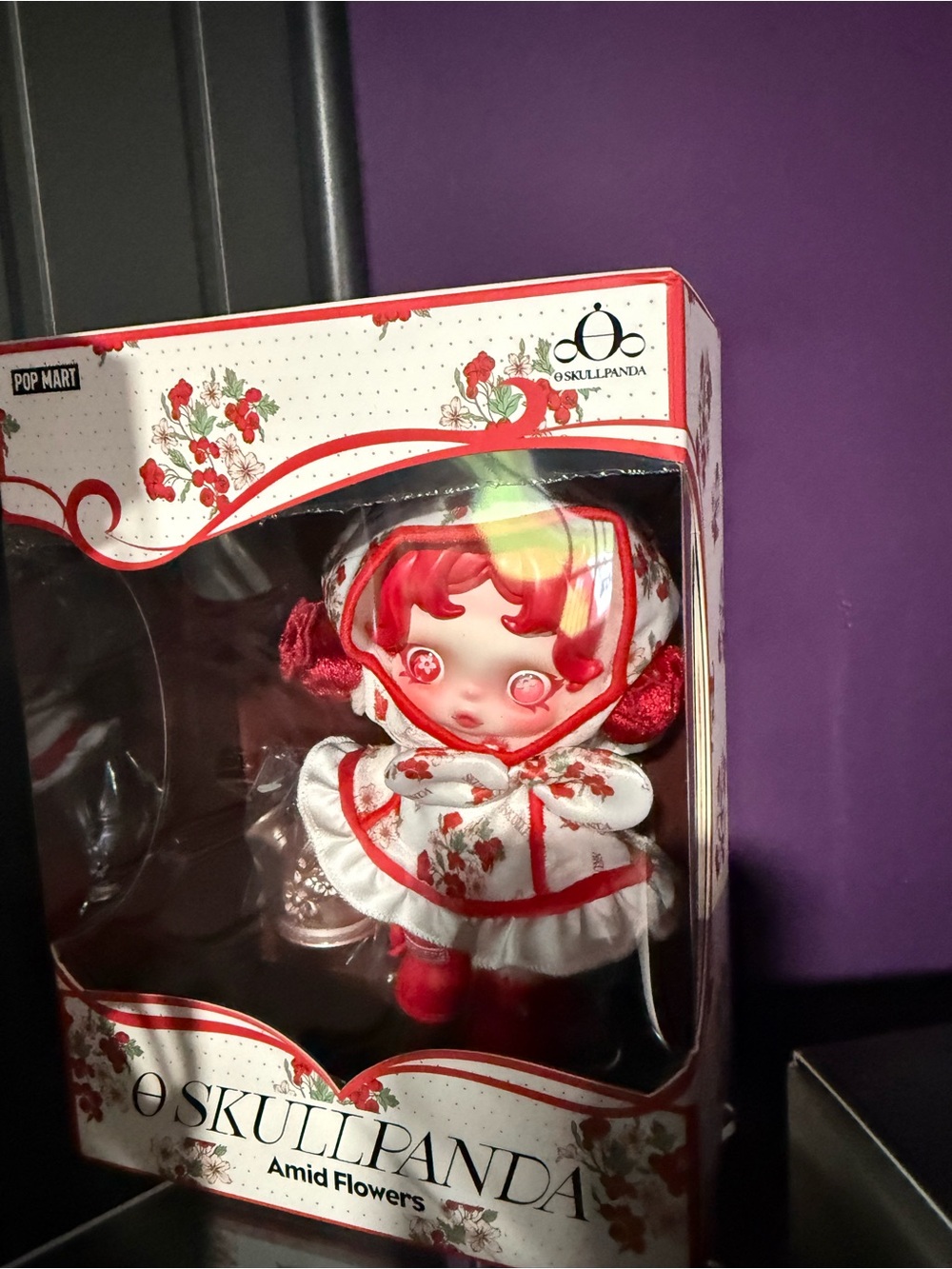 Amid Flowers Red & White Collectible Skullpanda